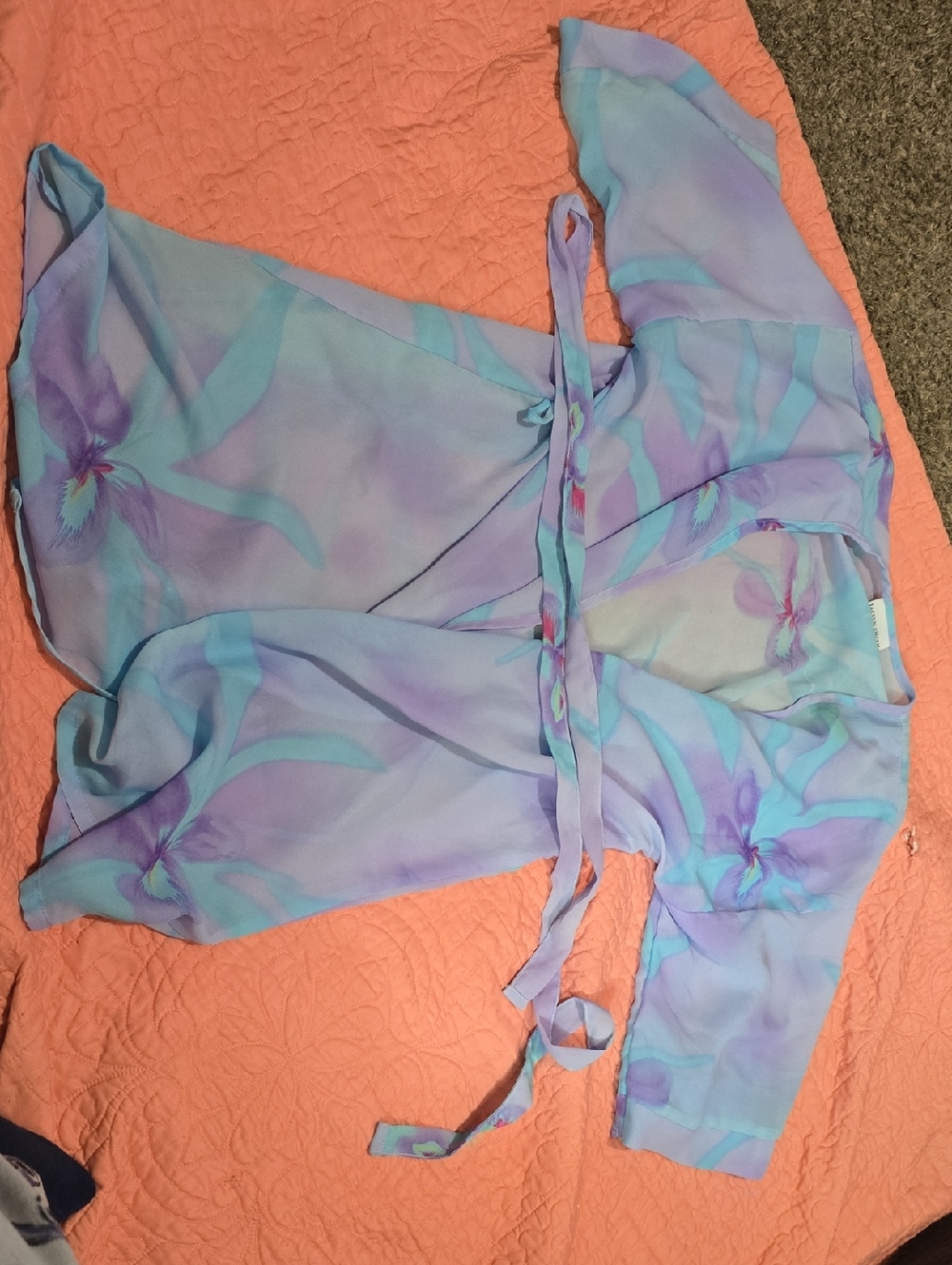 Jaclyn Smith Sleepwear Lingerie/Sheer Pastel Lavender & Aqua Robe